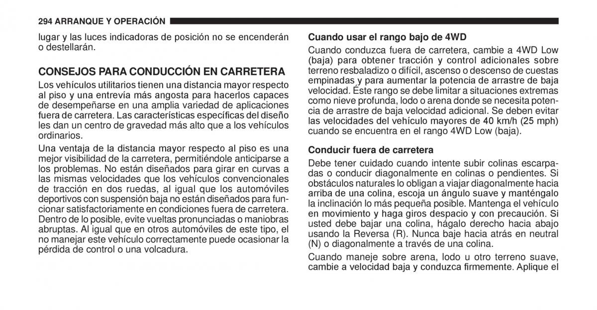 Jeep Cherokee KK manual del propietario / page 295