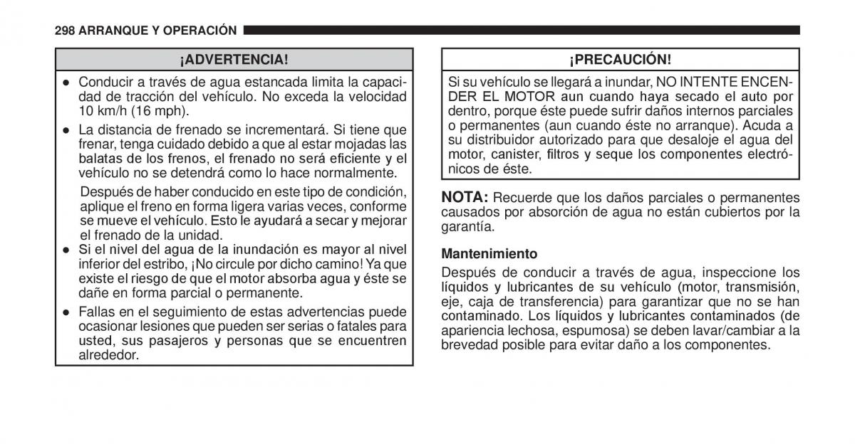 Jeep Cherokee KK manual del propietario / page 299