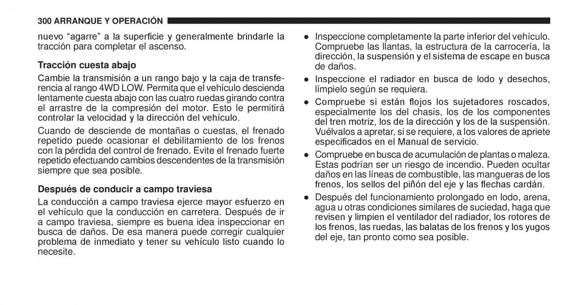 Jeep Cherokee KK manual del propietario / page 301