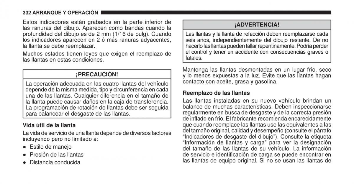 Jeep Cherokee KK manual del propietario / page 333