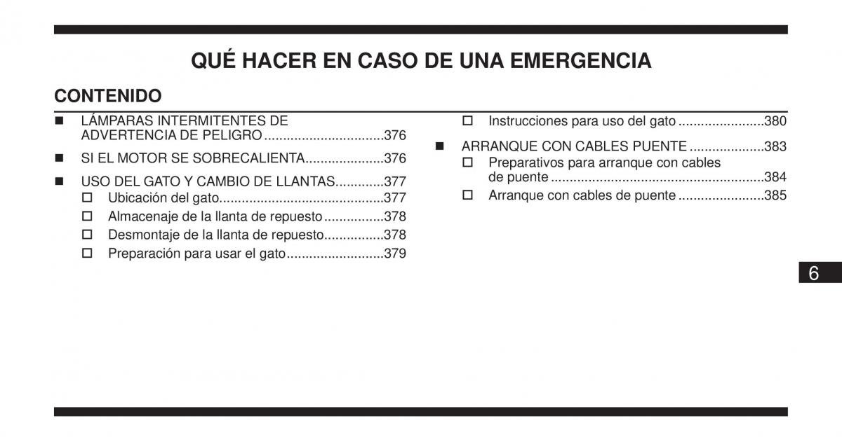 Jeep Cherokee KK manual del propietario / page 376