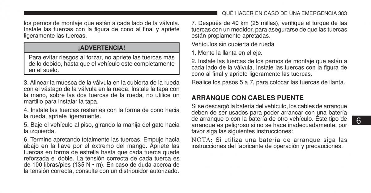 Jeep Cherokee KK manual del propietario / page 384