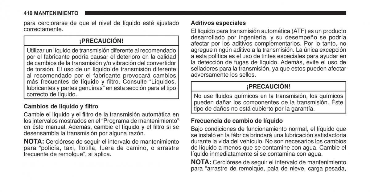 Jeep Cherokee KK manual del propietario / page 419