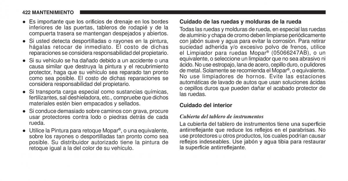 Jeep Cherokee KK manual del propietario / page 423