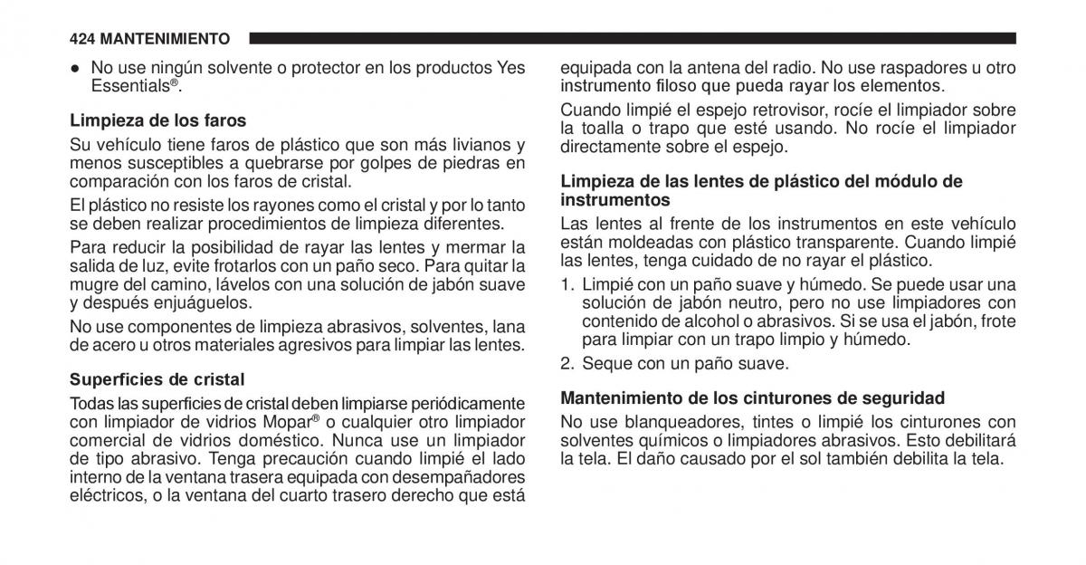 Jeep Cherokee KK manual del propietario / page 425