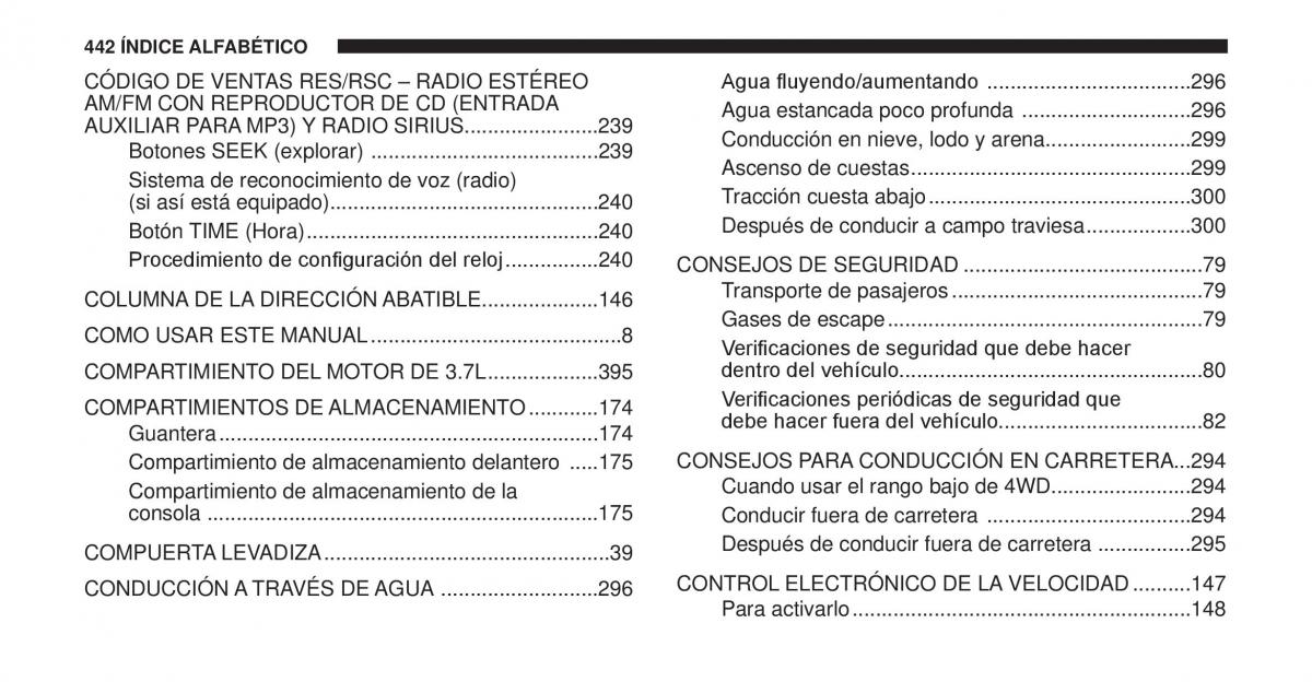 Jeep Cherokee KK manual del propietario / page 443