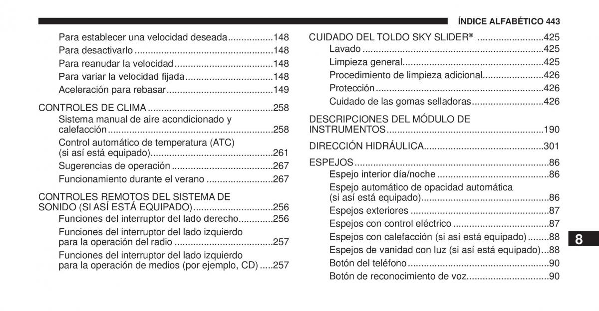 Jeep Cherokee KK manual del propietario / page 444