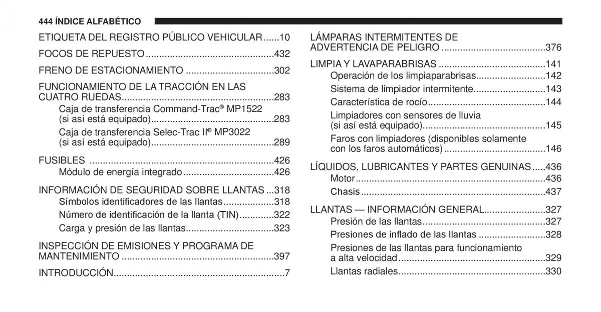 Jeep Cherokee KK manual del propietario / page 445