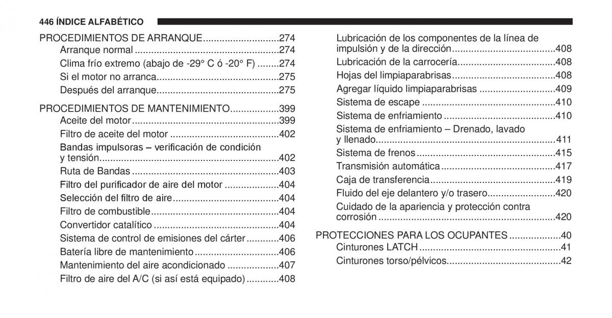 Jeep Cherokee KK manual del propietario / page 447