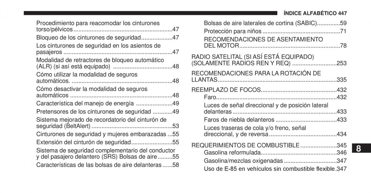 Jeep Cherokee KK manual del propietario / page 448