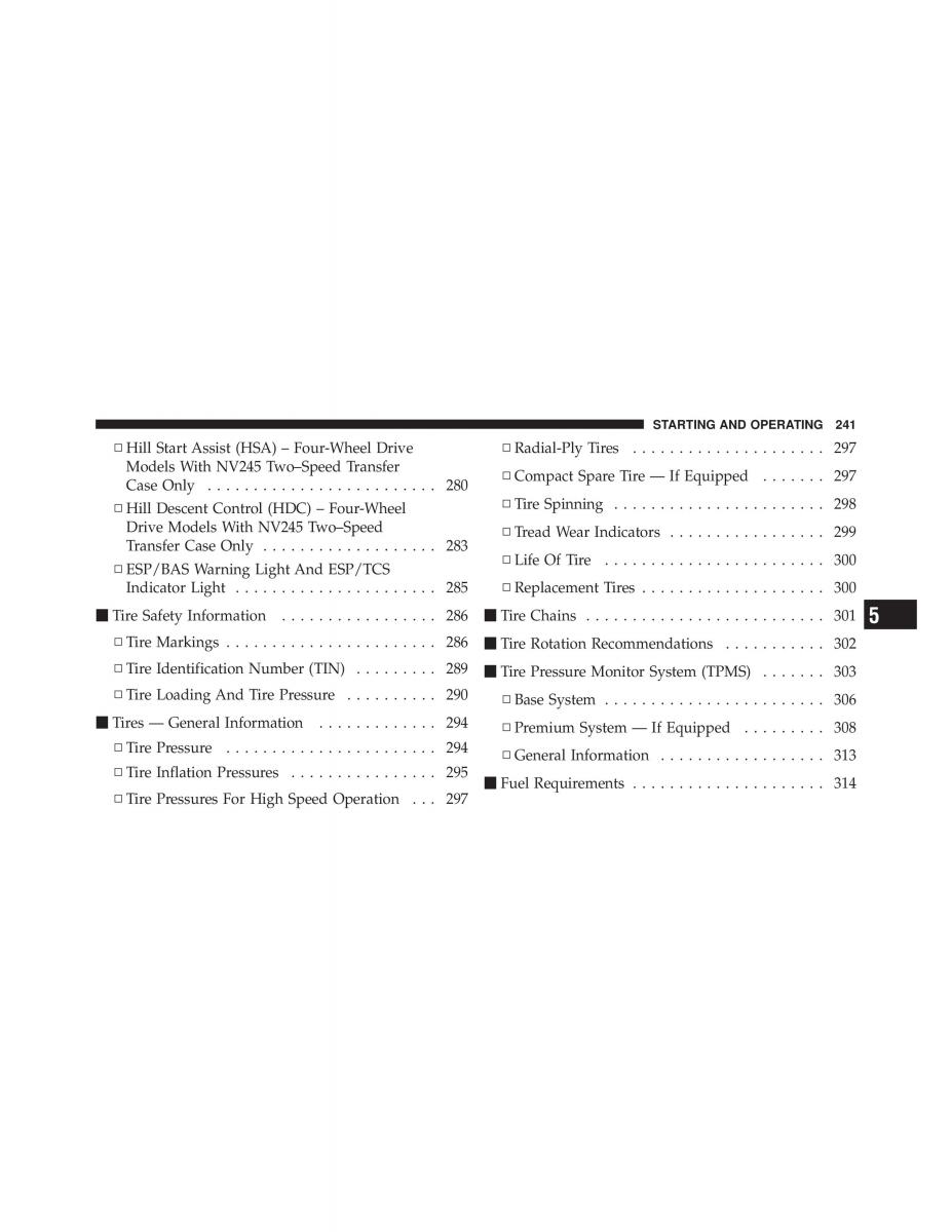 Jeep Commander owners manual XK XH / page 241