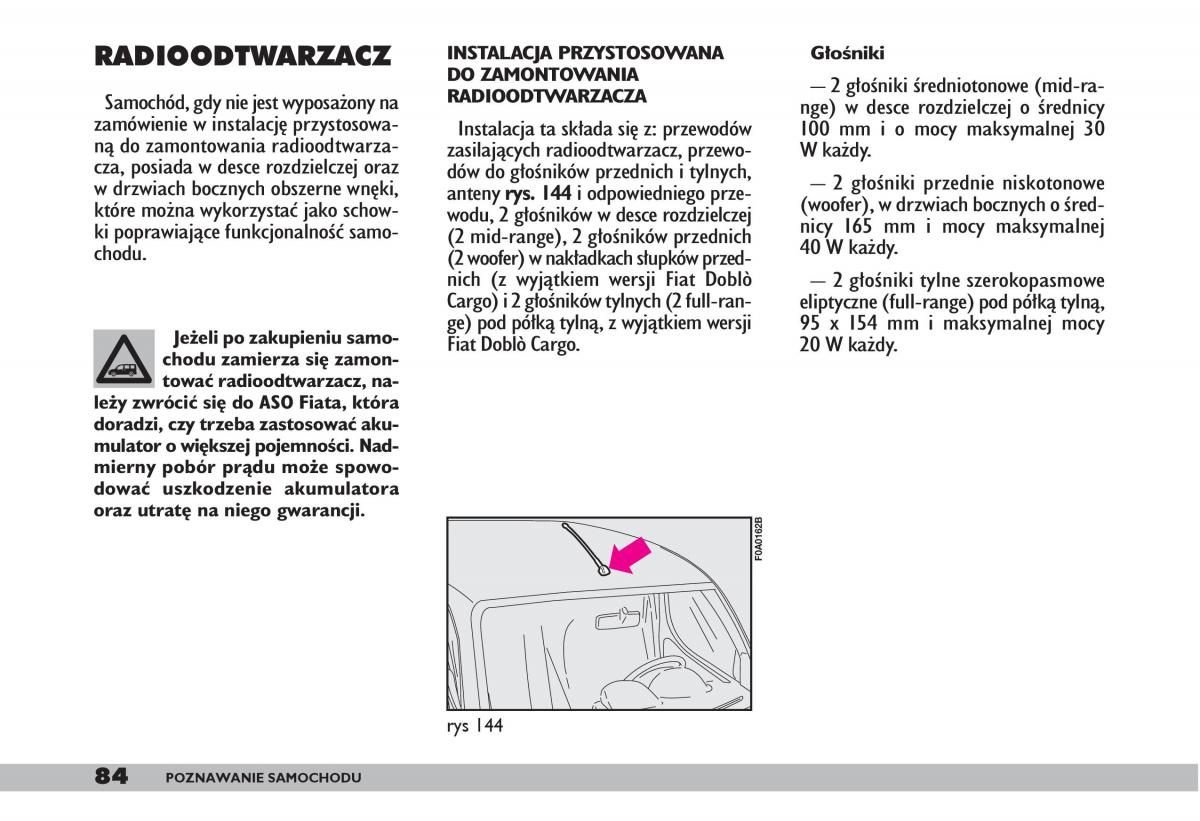 fiat Doblo I 1 instrukcja obslugi / page 86