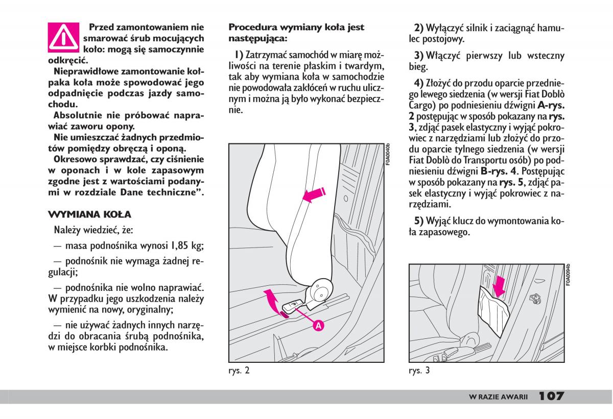 fiat Doblo I 1 instrukcja obslugi / page 109