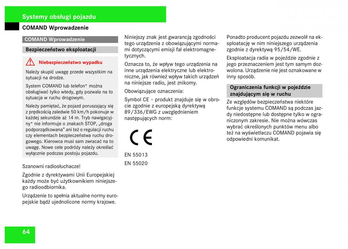 Mercedes Benz S Class W221 instrukcja obslugi / page 66