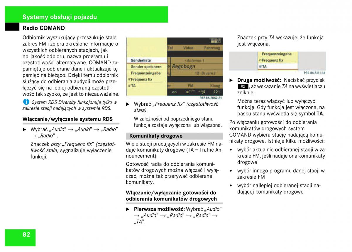 Mercedes Benz S Class W221 instrukcja obslugi / page 84