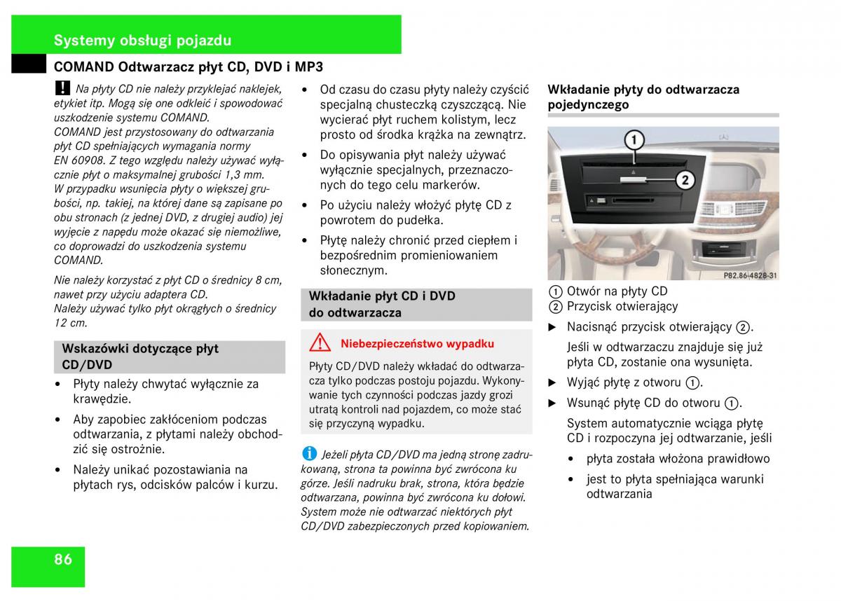 Mercedes Benz S Class W221 instrukcja obslugi / page 88