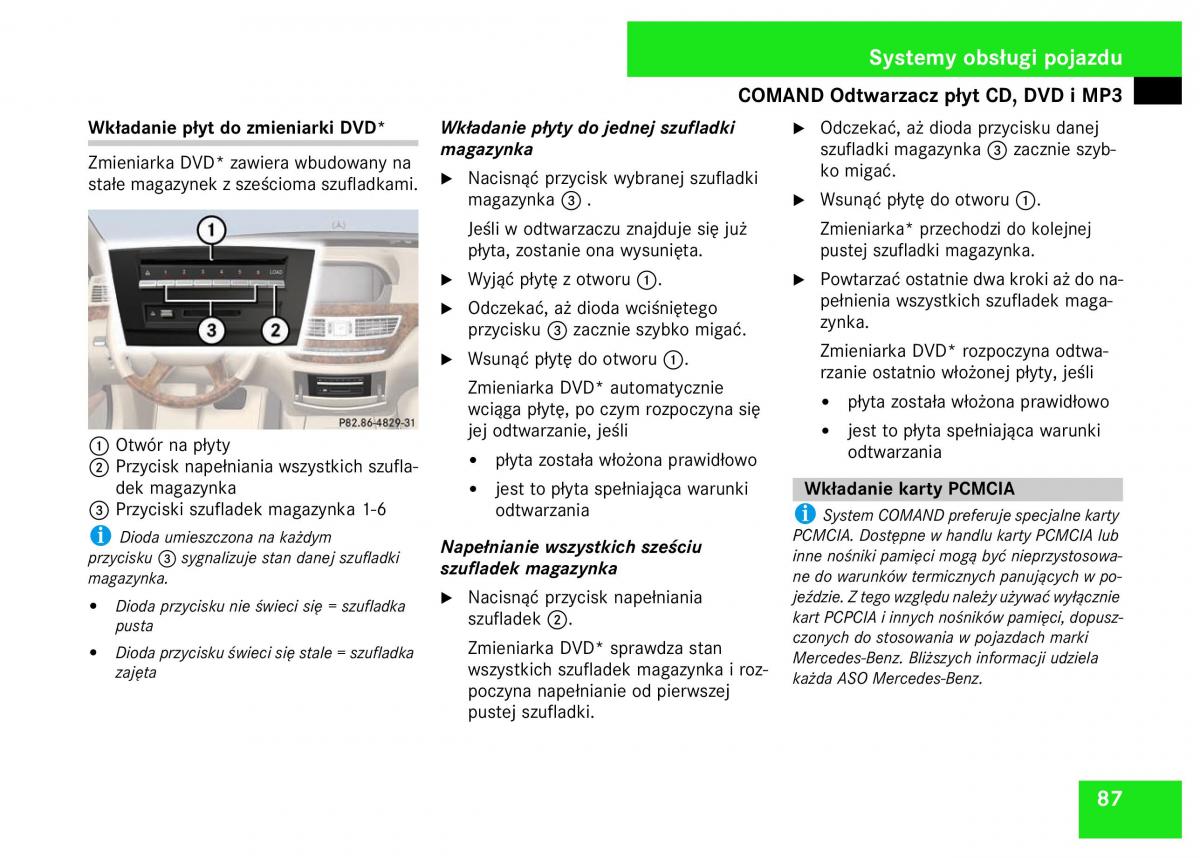 Mercedes Benz S Class W221 instrukcja obslugi / page 89