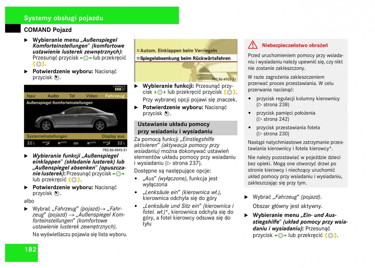 Mercedes Benz S Class W221 instrukcja obslugi / page 184