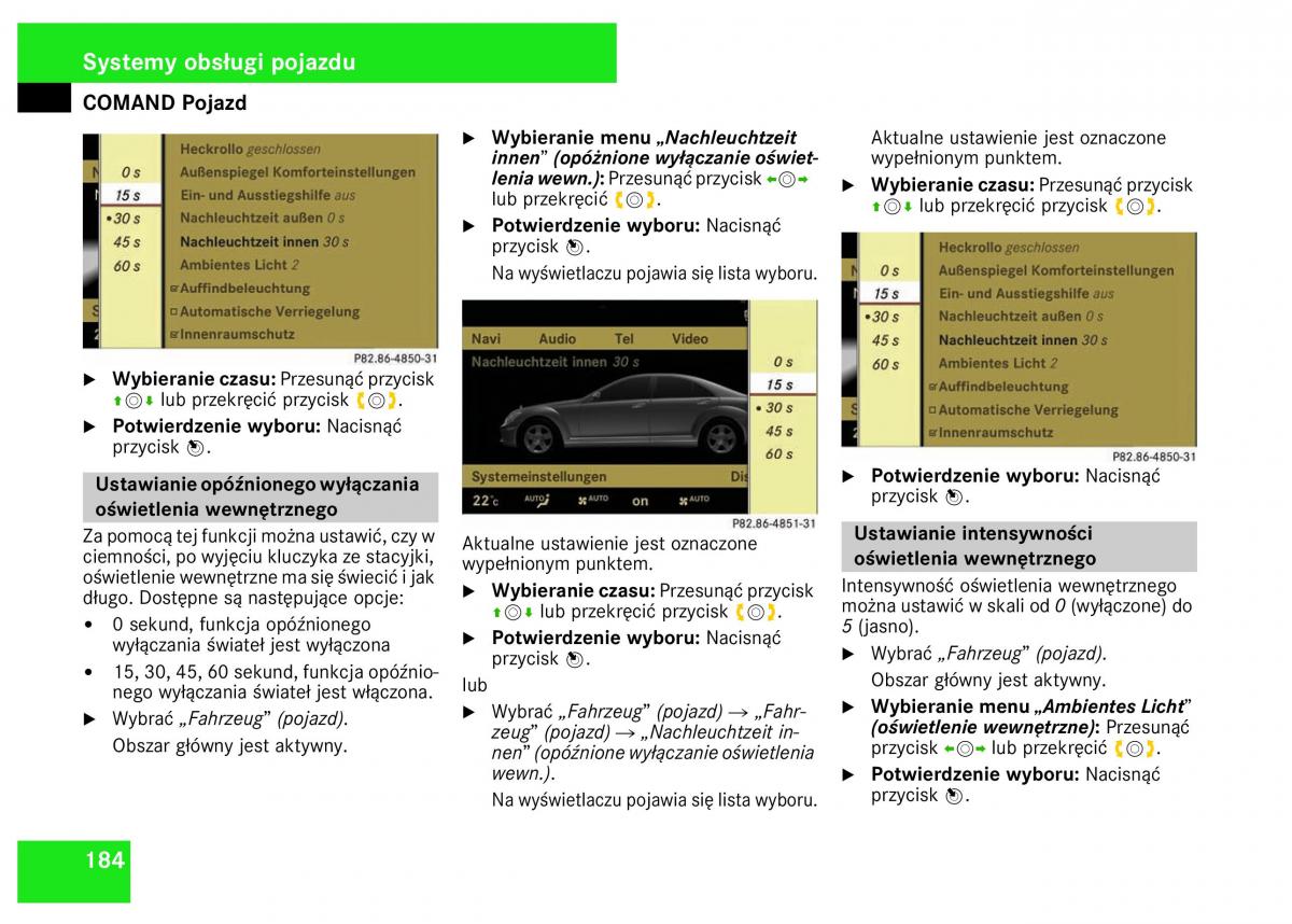 Mercedes Benz S Class W221 instrukcja obslugi / page 186