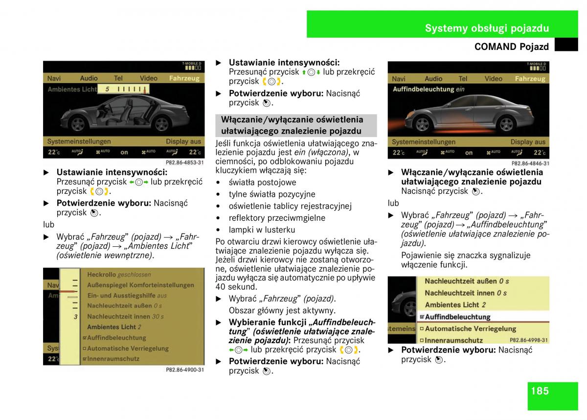 Mercedes Benz S Class W221 instrukcja obslugi / page 187