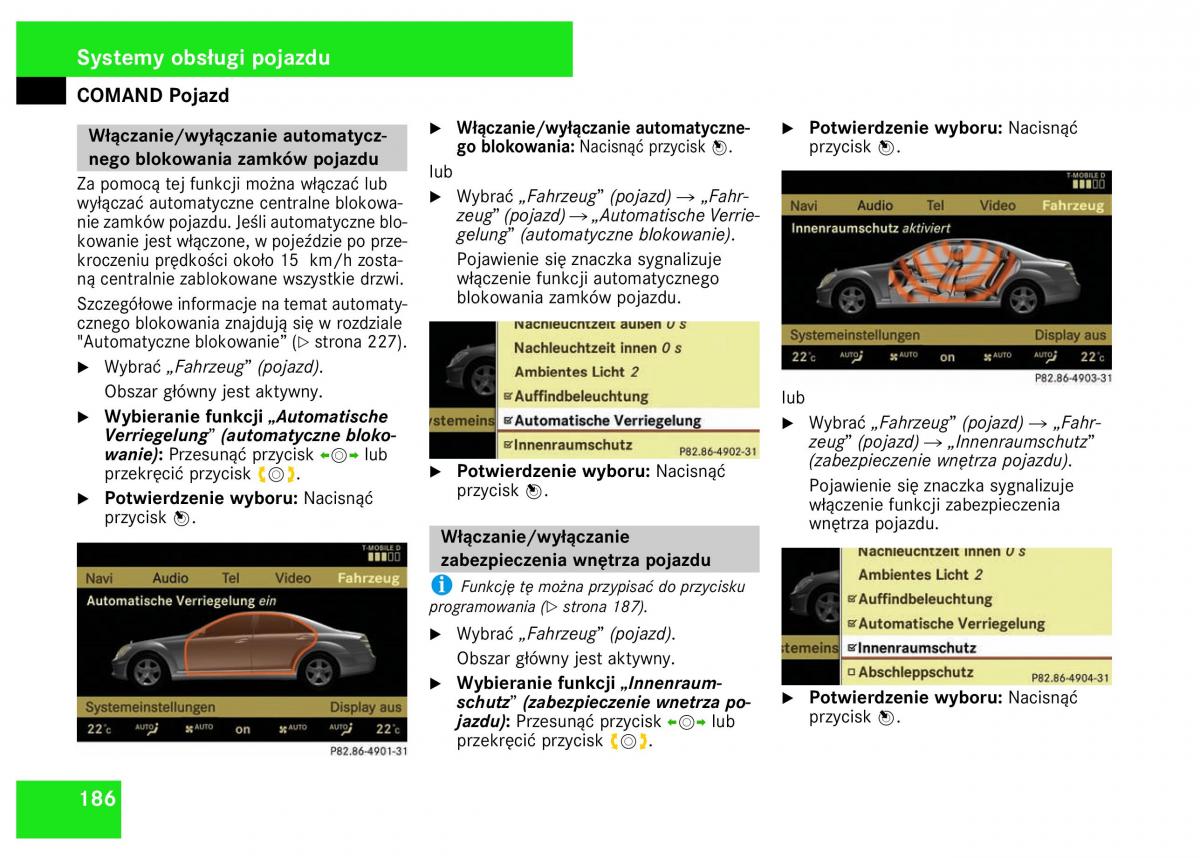 Mercedes Benz S Class W221 instrukcja obslugi / page 188