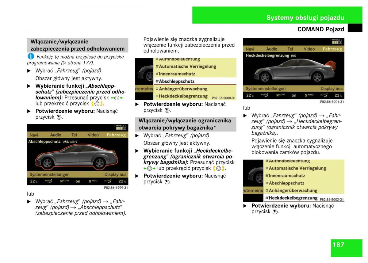 Mercedes Benz S Class W221 instrukcja obslugi / page 189