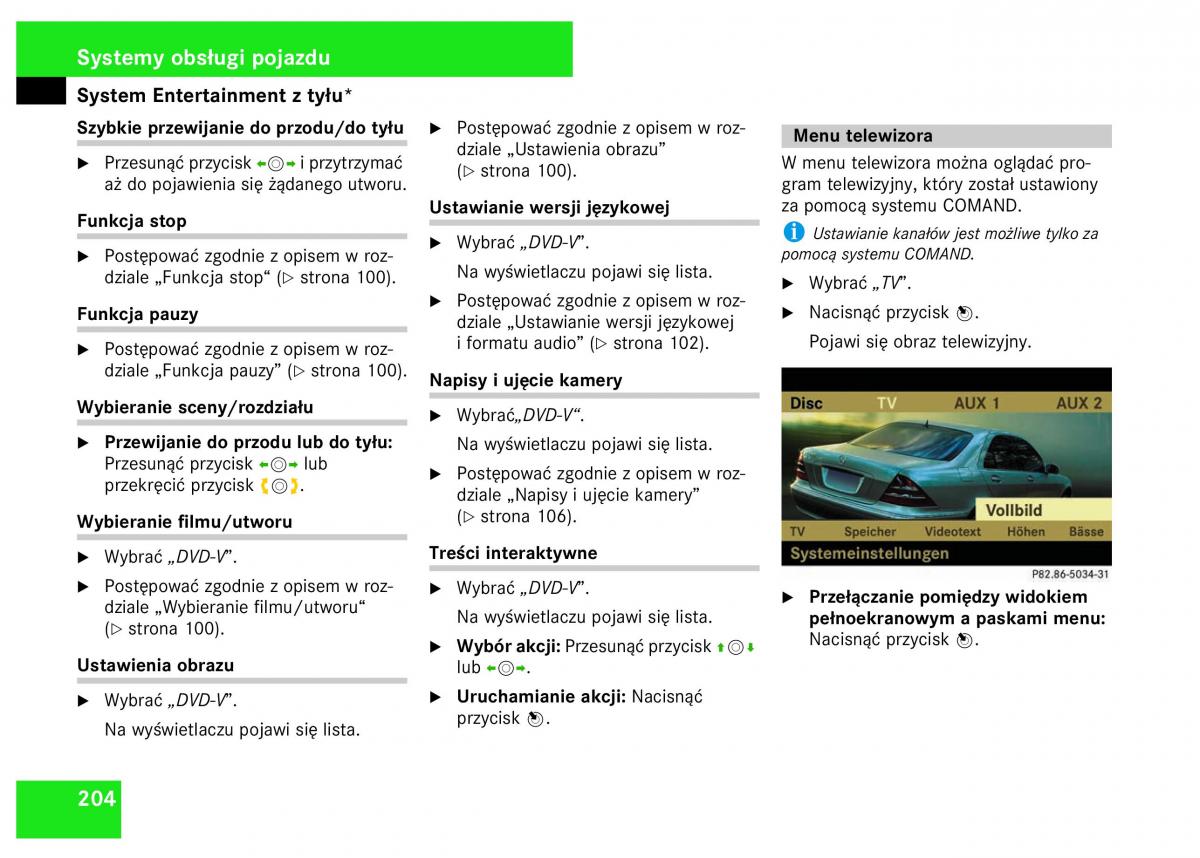 Mercedes Benz S Class W221 instrukcja obslugi / page 206