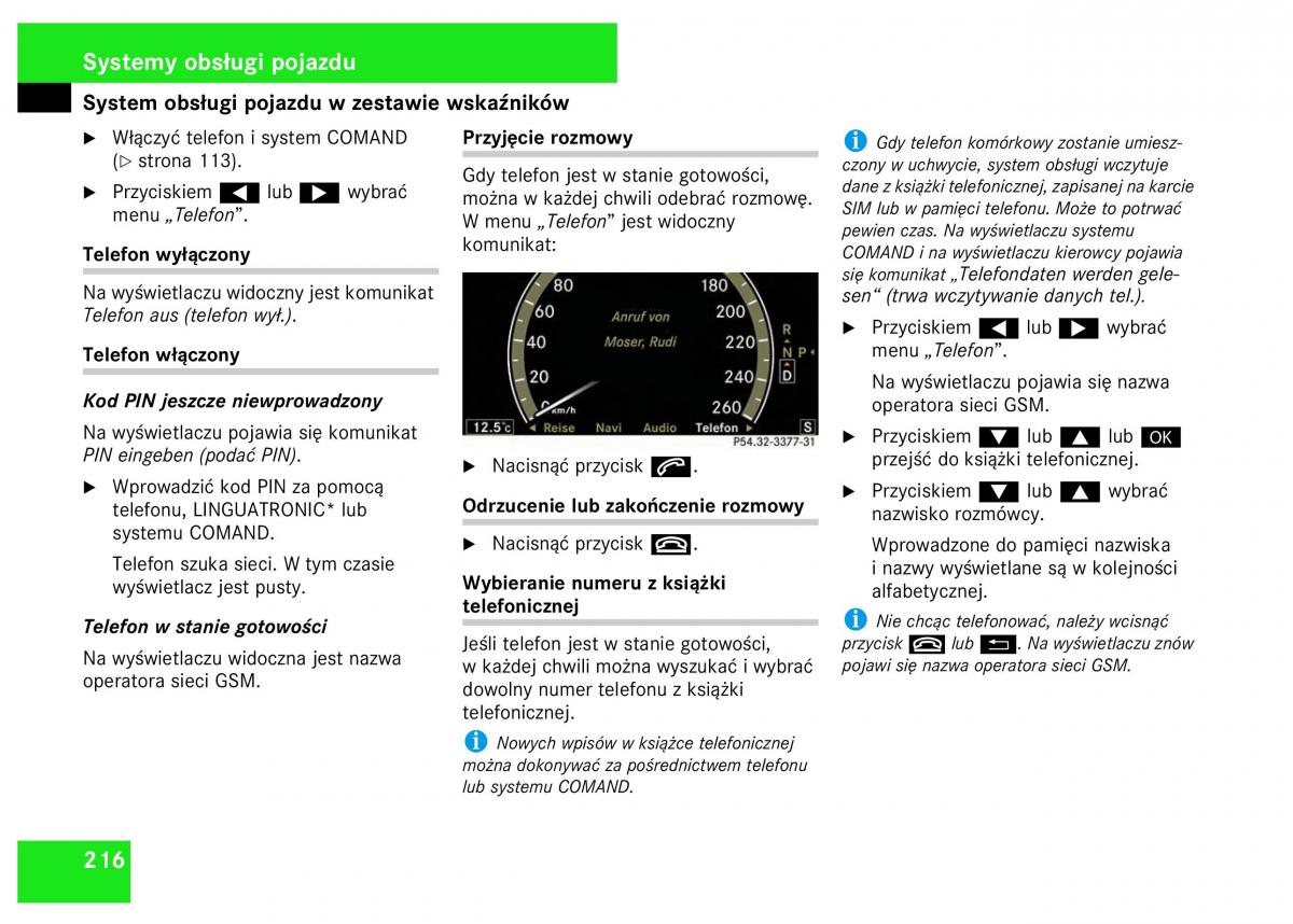 Mercedes Benz S Class W221 instrukcja obslugi / page 218