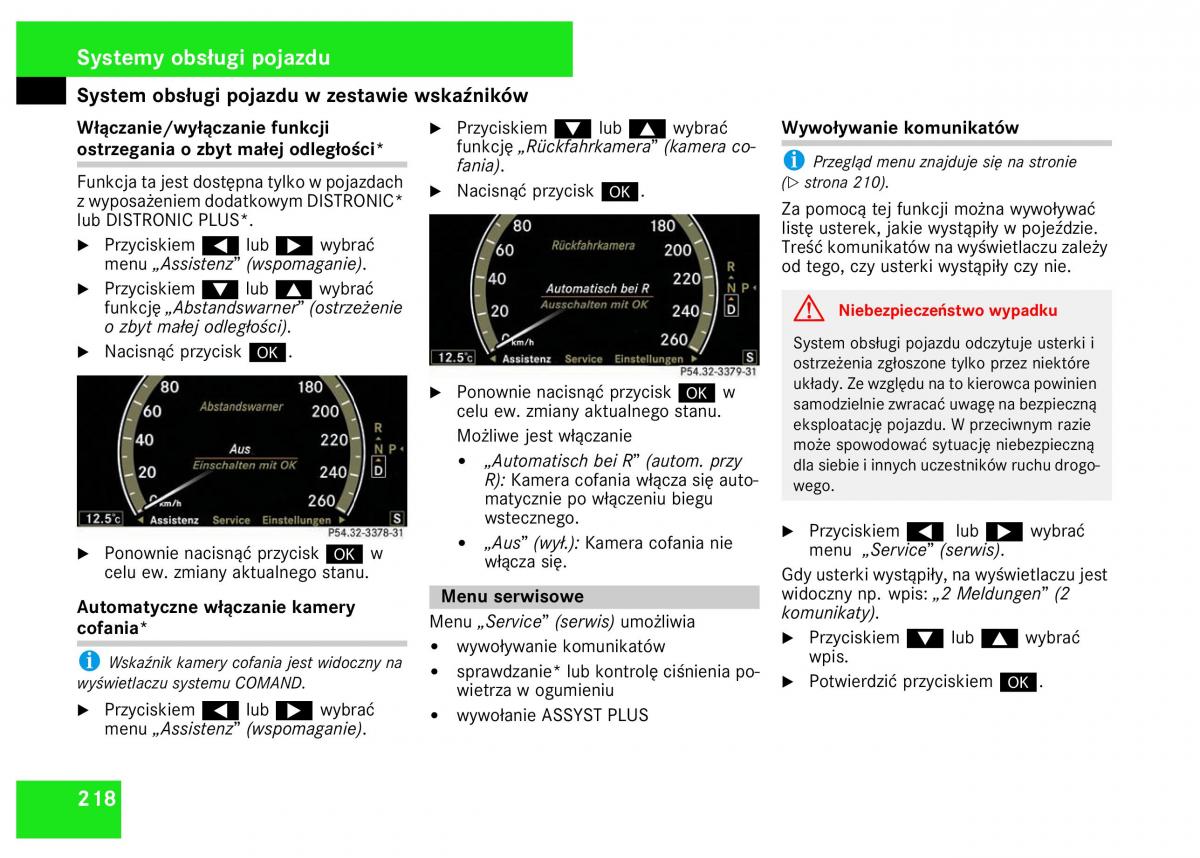 Mercedes Benz S Class W221 instrukcja obslugi / page 220