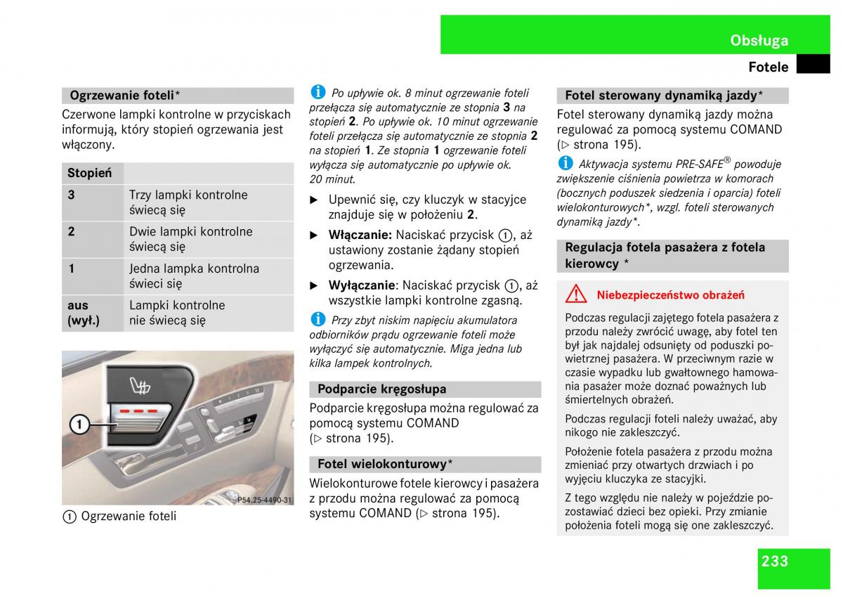 Mercedes Benz S Class W221 instrukcja obslugi / page 235