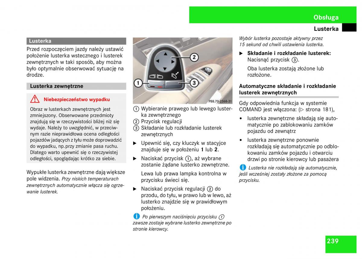 Mercedes Benz S Class W221 instrukcja obslugi / page 241