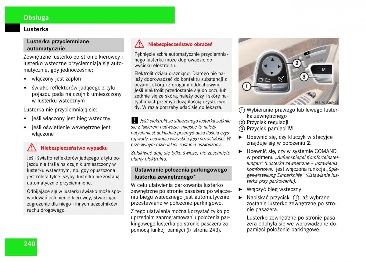 Mercedes Benz S Class W221 instrukcja obslugi / page 242