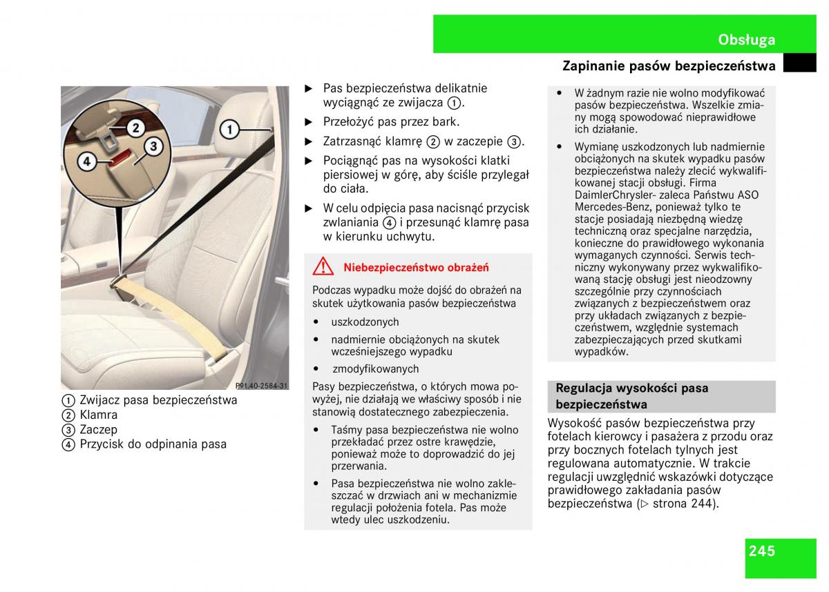 Mercedes Benz S Class W221 instrukcja obslugi / page 247