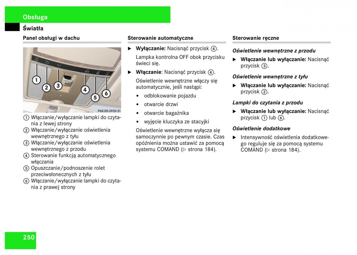 Mercedes Benz S Class W221 instrukcja obslugi / page 252