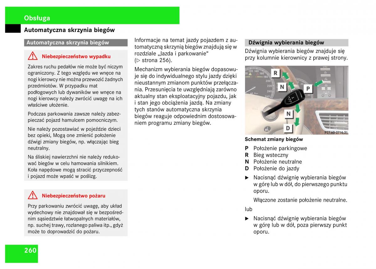 Mercedes Benz S Class W221 instrukcja obslugi / page 262