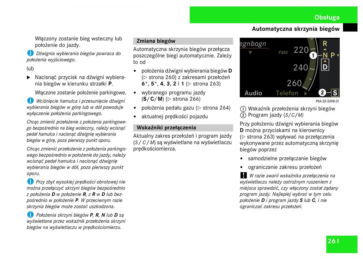 Mercedes Benz S Class W221 instrukcja obslugi / page 263