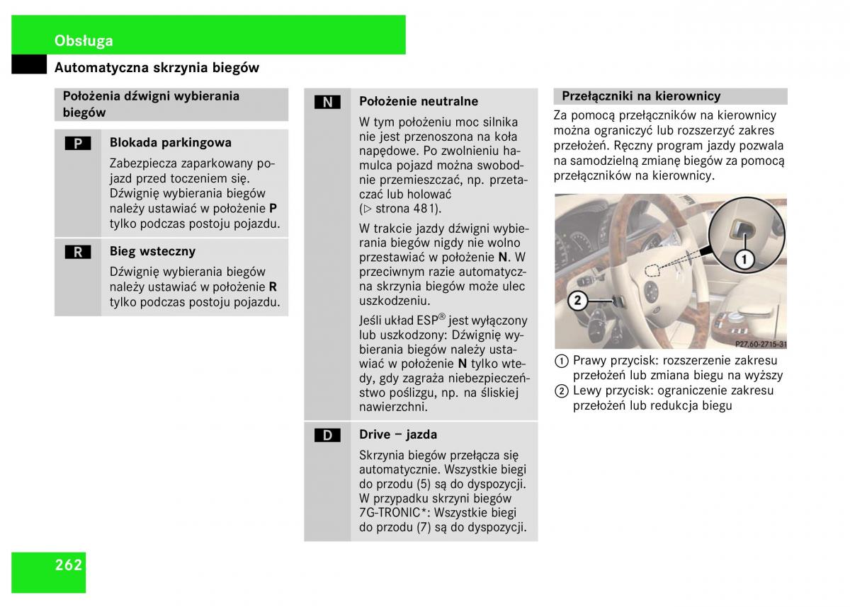 Mercedes Benz S Class W221 instrukcja obslugi / page 264