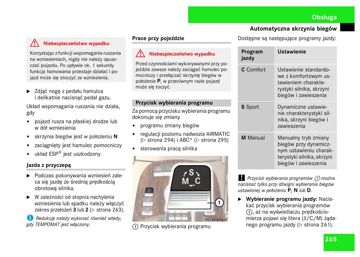 Mercedes Benz S Class W221 instrukcja obslugi / page 267