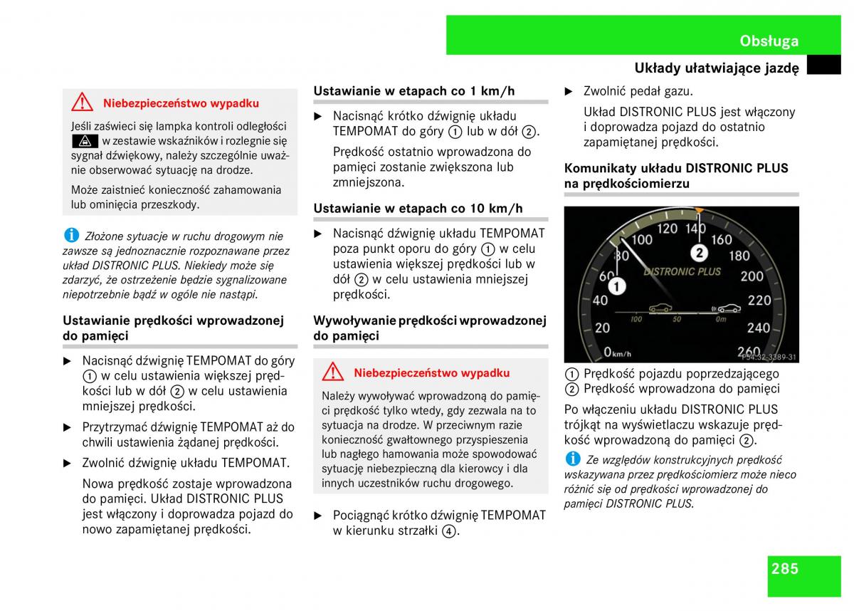 Mercedes Benz S Class W221 instrukcja obslugi / page 287