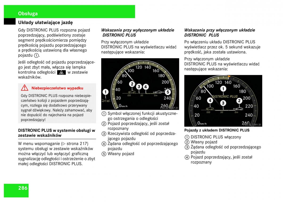 Mercedes Benz S Class W221 instrukcja obslugi / page 288