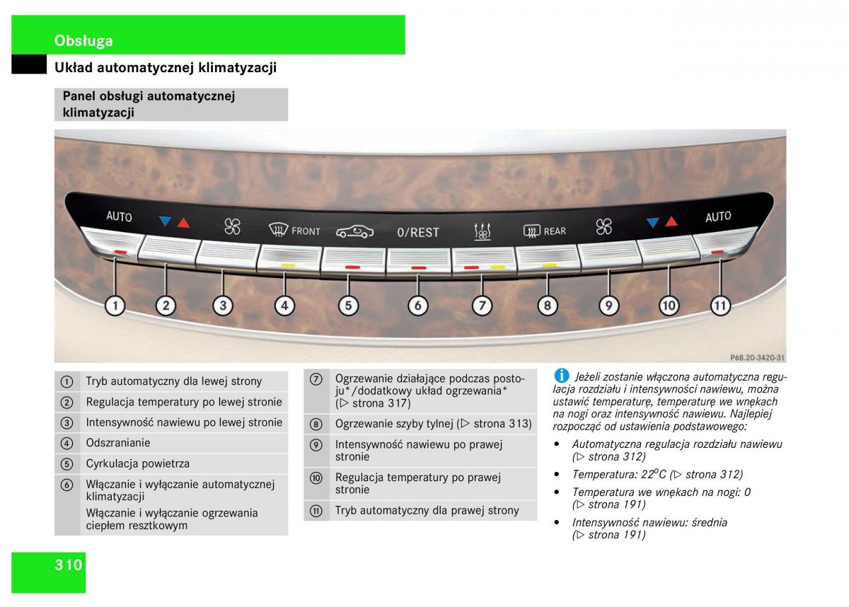 Mercedes Benz S Class W221 instrukcja obslugi / page 312