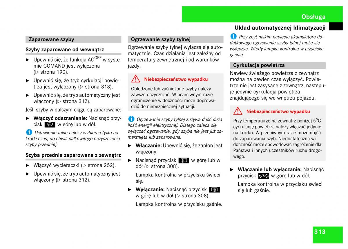 Mercedes Benz S Class W221 instrukcja obslugi / page 315