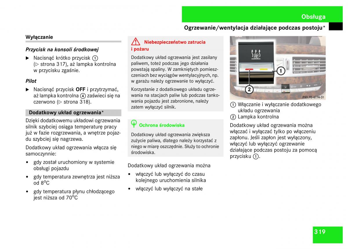 Mercedes Benz S Class W221 instrukcja obslugi / page 321