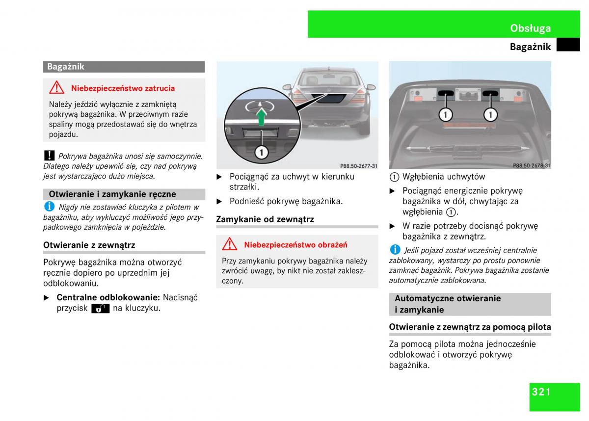 Mercedes Benz S Class W221 instrukcja obslugi / page 323