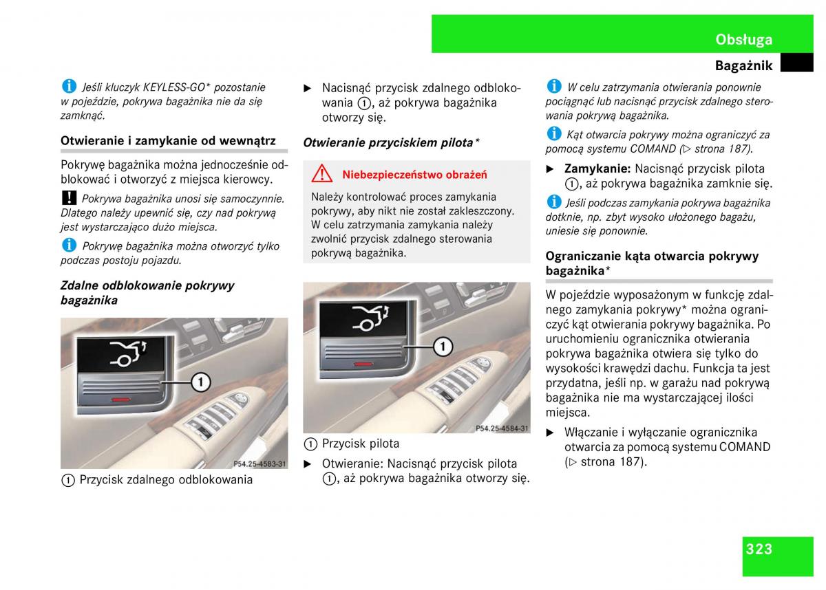 Mercedes Benz S Class W221 instrukcja obslugi / page 325