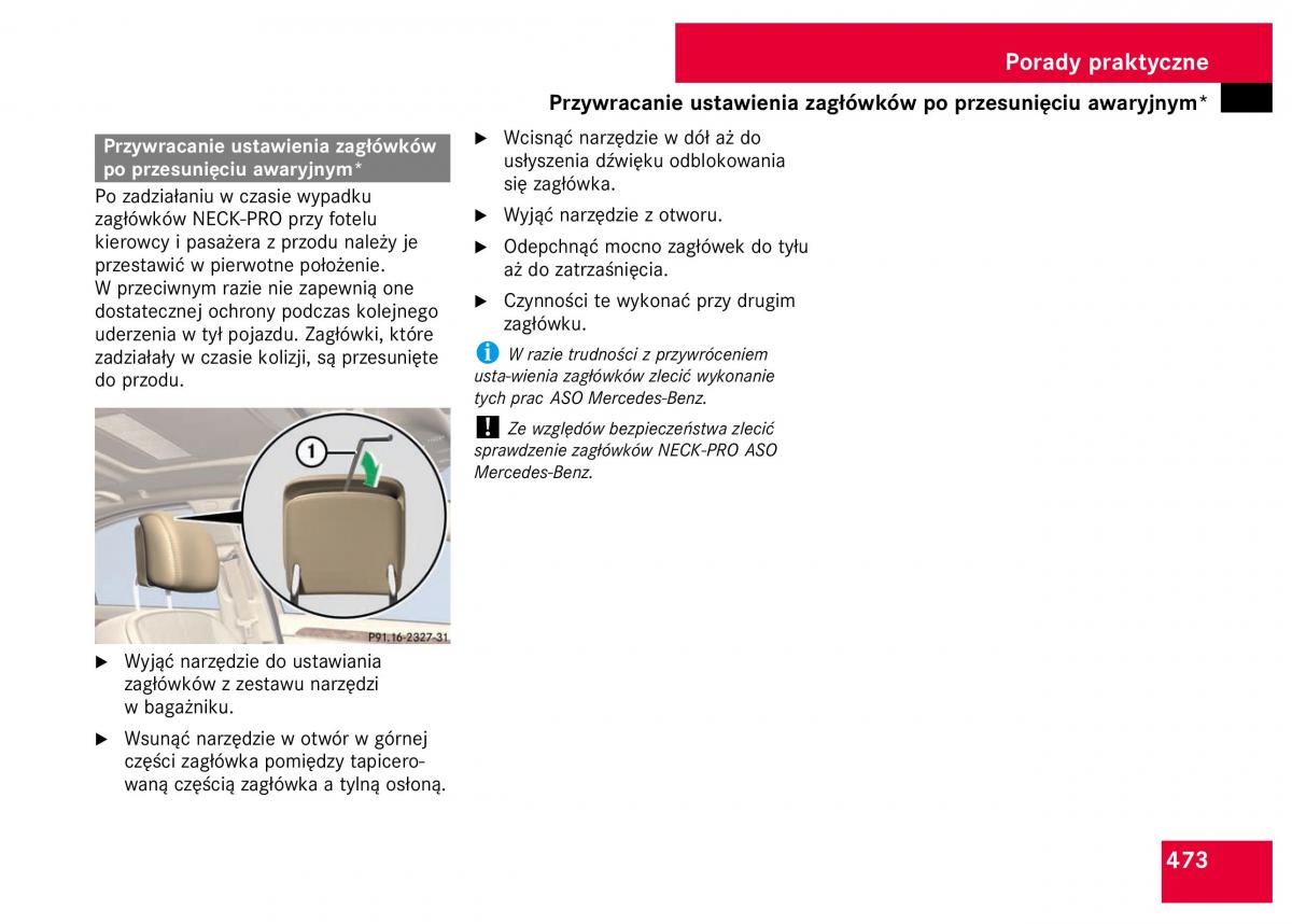 Mercedes Benz S Class W221 instrukcja obslugi / page 475