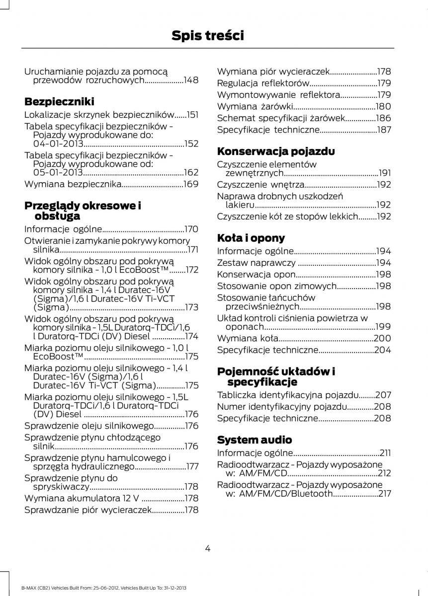 Ford B Max instrukcja obslugi / page 6