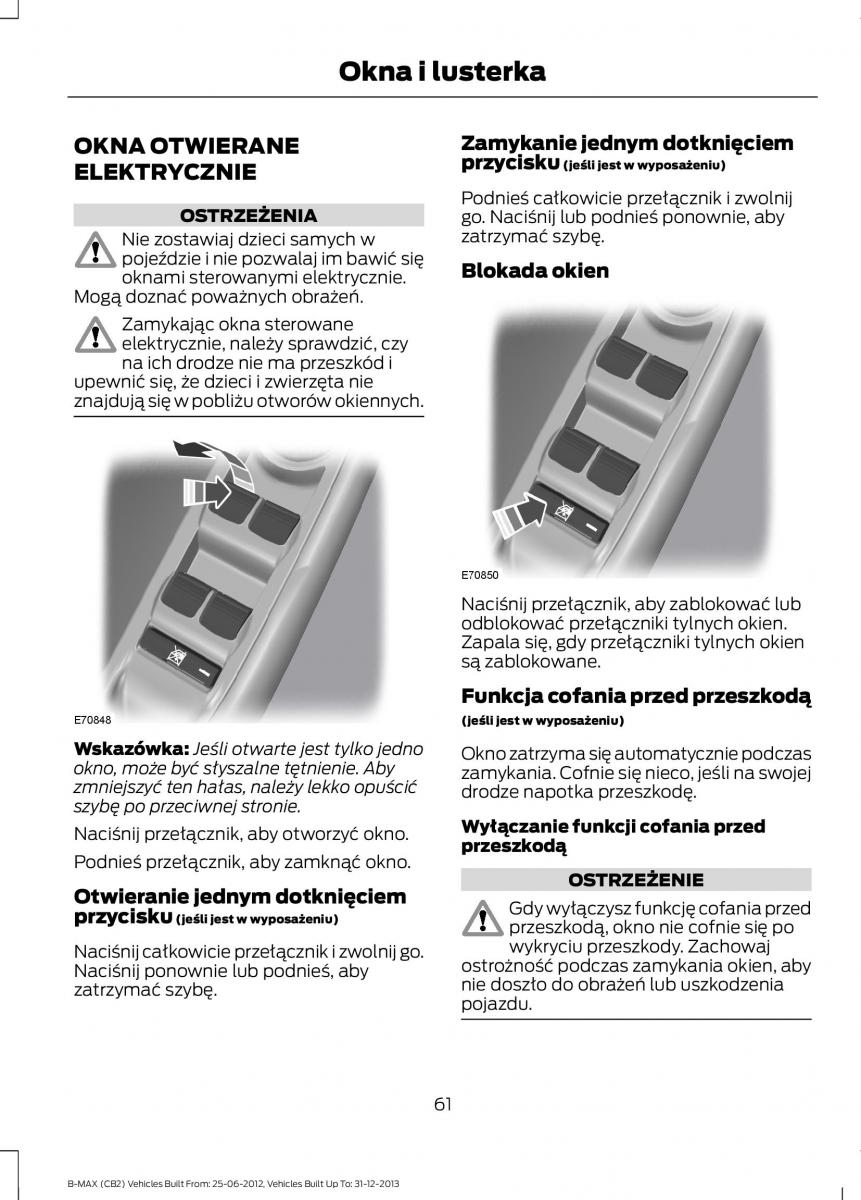 Ford B Max instrukcja obslugi / page 63