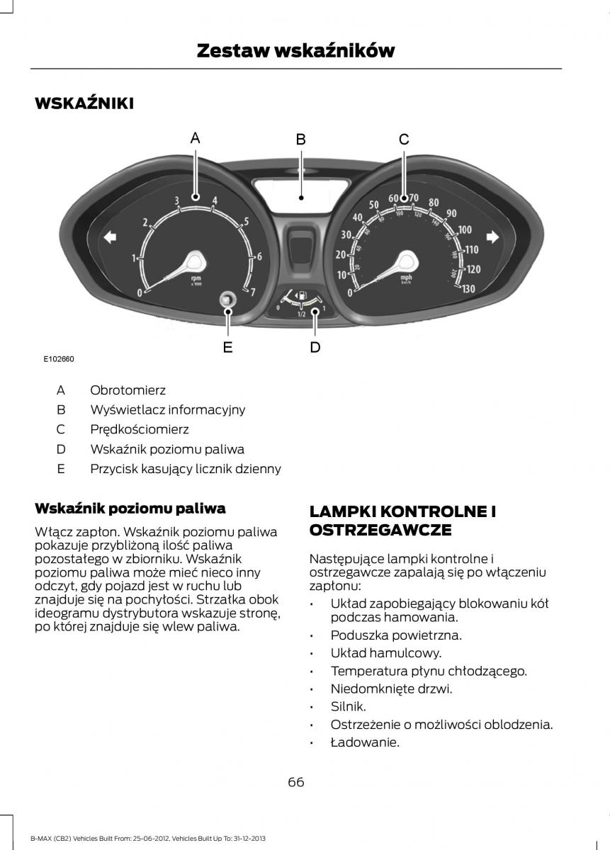 Ford B Max instrukcja obslugi / page 68