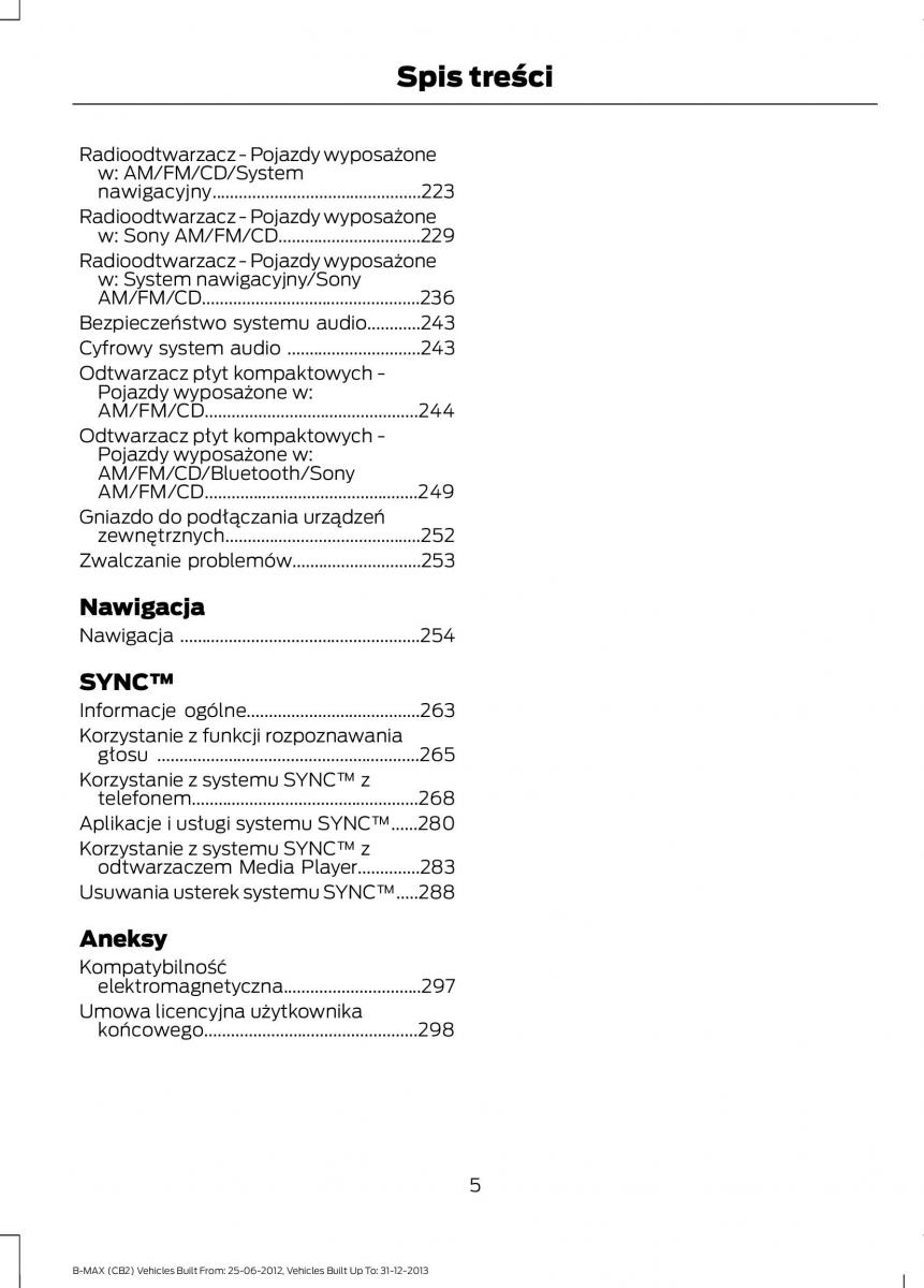 Ford B Max instrukcja obslugi / page 7